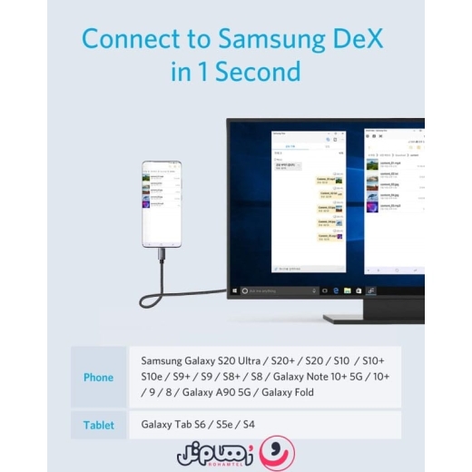 کابل تبدیل Type-C به HDMI انکر مدل Anker USB-C to HDMI 4K 60Hz A8730 طول 1.8 متر
