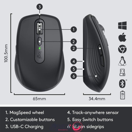ماوس بی سیم لاجیتک مدل Logitech MX Anywhere 3