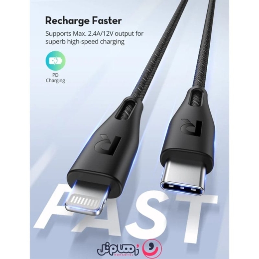 کابل تبدیل Type-C به لایتنینگ راوپاور مدل RP-CB1018 طول 2.0 متر
