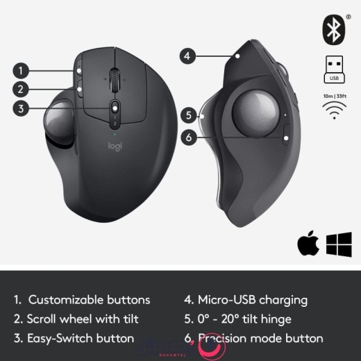 ماوس بی سیم لاجیتک Logitech MX ERGO Wireless Trackball
