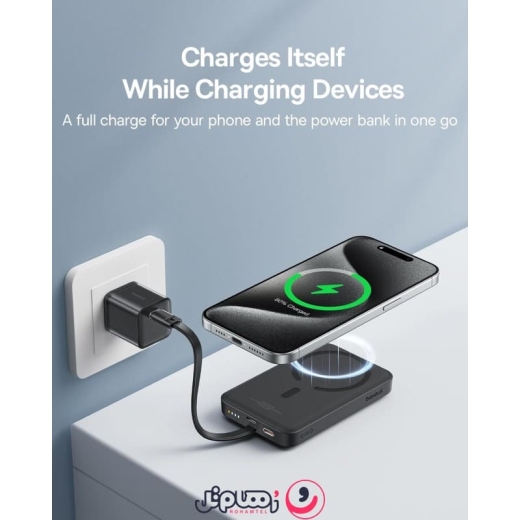 پاوربانک بیسوس مدل Magnetic Mini Wireless ظرفیت 10,000 میلی آمپر (30W)