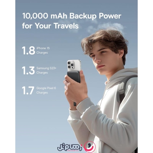 پاوربانک بیسوس مدل Magnetic Mini Wireless ظرفیت 10,000 میلی آمپر (30W)