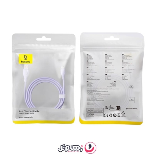 کابل شارژ USB به Type-C بیسوس مدل Pudding CB000054 طول ۱.۲ متر توان ۱۰۰ وات
