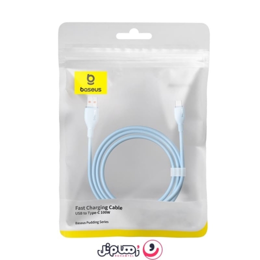کابل شارژ USB به Type-C بیسوس مدل Pudding CB000054 طول ۱.۲ متر توان ۱۰۰ وات
