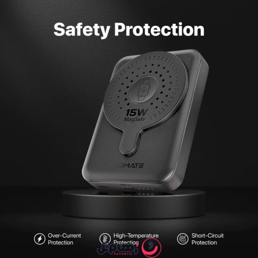 پاوربانک پرومیت مدل POWERMAG-DUO.BLACK ظرفیت 10,000 میلی&zwnj;آمپر ساعت و توان 20 وات