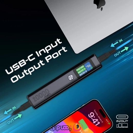پاوربانک پرومیت مدل TITAN-130 ظرفیت 20,000 میلی&zwnj;آمپر ساعت و توان 130 وات