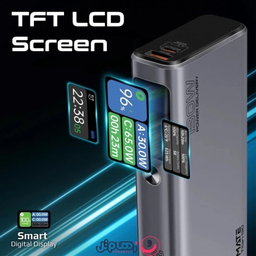 پاوربانک پرومیت مدل TITAN-130 ظرفیت 20,000 میلی&zwnj;آمپر ساعت و توان 130 وات