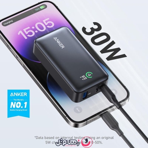 پاوربانک انکر مدل Anker 533 Power Bank A1256 ظرفیت 10,000 میلی آمپر و توان 30 وات