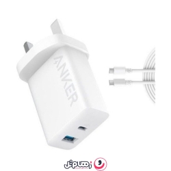 شارژر دیواری انکر 20 وات مدل Anker 20W Charger 2 Port Block B2348 به همراه کابل USB-C به طول 1.5 متر