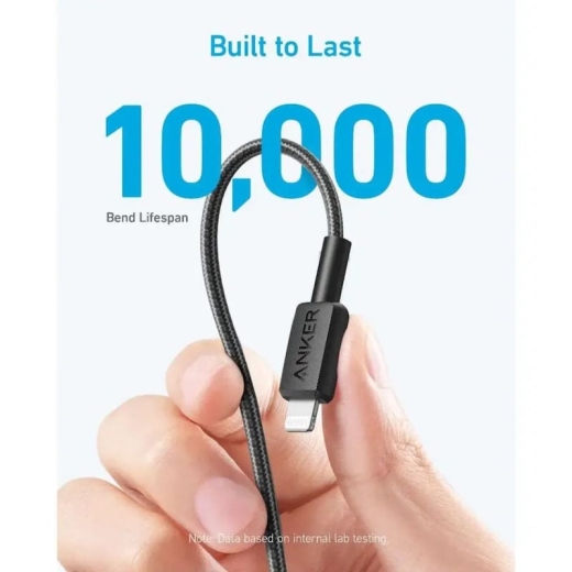 ۱۰۰۰۰ بار خمش کابل تبدیل Type-C به لایتنینگ انکر مدل Anker 322 USB-C to Lightning A81B5 طول 0.9 متر