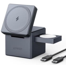 شارژر وایرلس مگ سیف 3 در 1 انکر مدل Anker 3-in-1 Cube with MagSafe Y1811