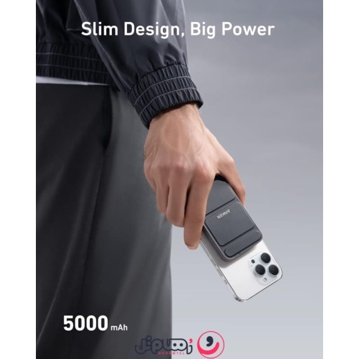 پاوربانک انکر مدل Anker MagGo Power Bank A1614 ظرفیت 5,۰۰۰ میلی آمپر و توان ۱۲ وات