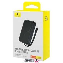 پاوربانک مگنتی باسئوس مدل Magnetic Mini Wireless 30w (Type-C Edition) ظرفیت 10000 میلیآمپر ساعت