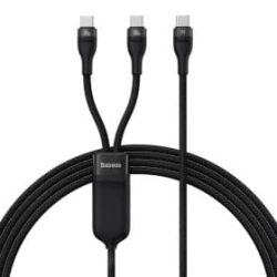 کابل تبدیل 1 به 2 USB-C بیسوس مدل CB00035 طول 1.5 متر توان 100 وات