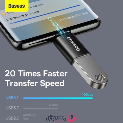 مبدل USB-C به USB 3.1 بیسوس مدل Baseus Ingenuity Series Mini OTG Adaptor ZJJQ000001