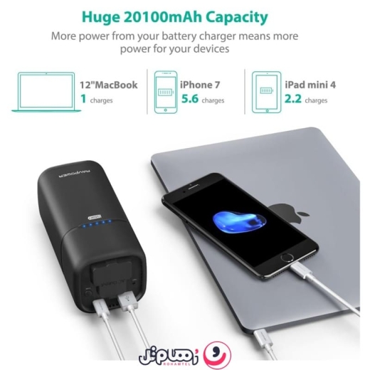 پاوربانک راوپاور مدل Ravpower RP-PB054 ظرفیت 20,000 میلی آمپر و توان 80 وات
