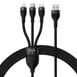 کابل تبدیل USB به MicroUSB/USB-C/لایتنینگ بیسوس مدل CB0029 66W طول 1.2 متر