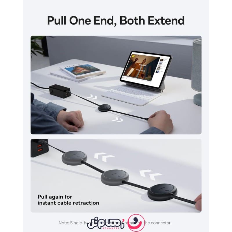 کابل تبدیل USB-C به USB-C بیسوس مدل Free2Pull Mini 60W طول 1 متر با توان 60W