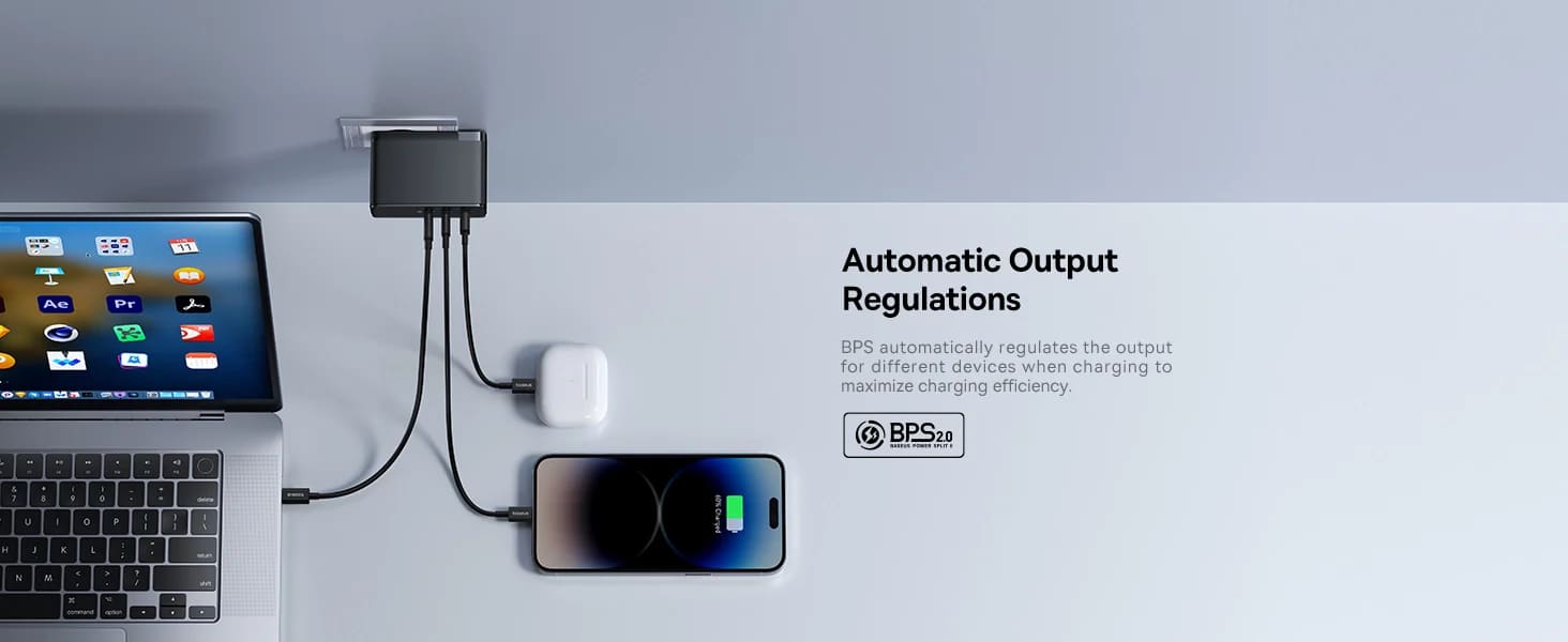 شارژر دیواری 160 وات باسئوس مدل GaN5 Pro به همراه کابل تبدیل USB-C