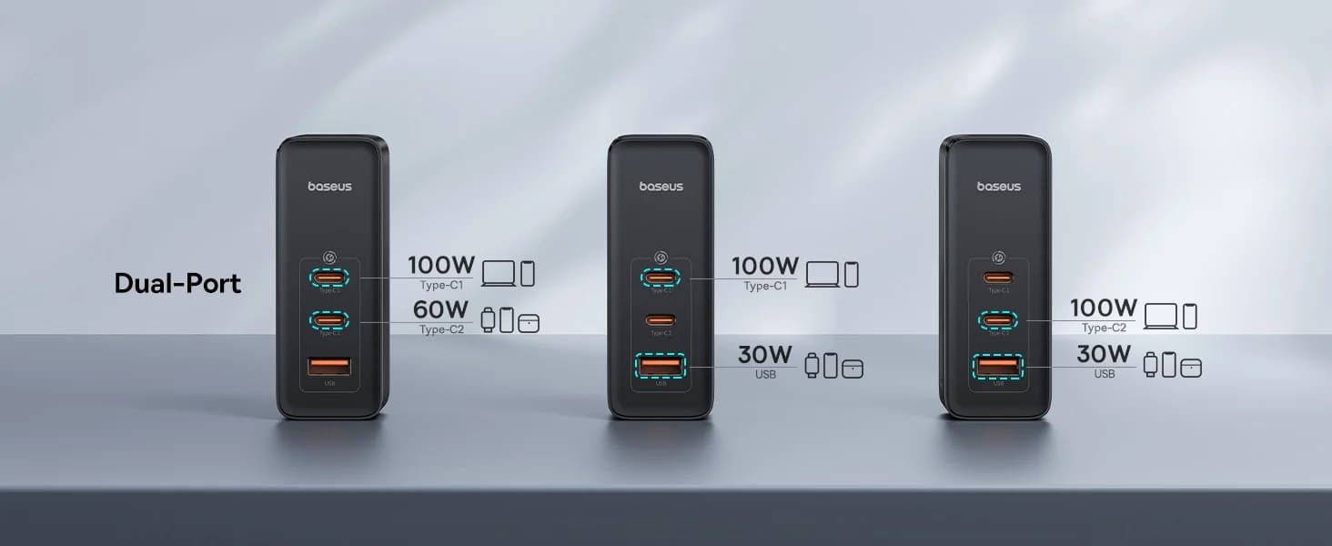 شارژر دیواری 160 وات باسئوس مدل GaN5 Pro به همراه کابل تبدیل USB-C