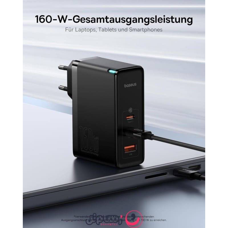 شارژر دیواری 160 وات باسئوس مدل GaN5 Pro به همراه کابل تبدیل USB-C