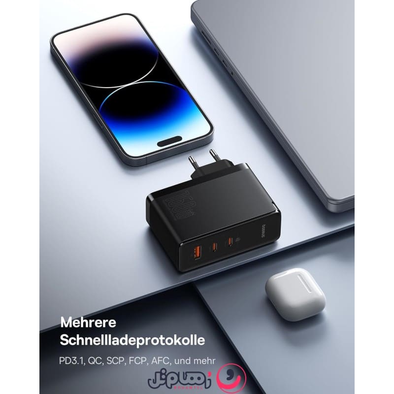 شارژر دیواری 160 وات باسئوس مدل GaN5 Pro به همراه کابل تبدیل USB-C