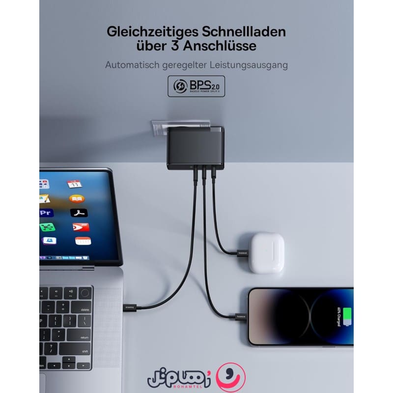 شارژر دیواری 160 وات باسئوس مدل GaN5 Pro به همراه کابل تبدیل USB-C