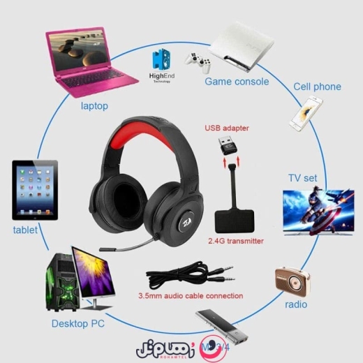 هدست گیمینگ بی سیم ردراگون مدل Redragon H818 Pro Pelops