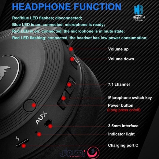 هدست گیمینگ بی سیم ردراگون مدل Redragon H818 Pro Pelops