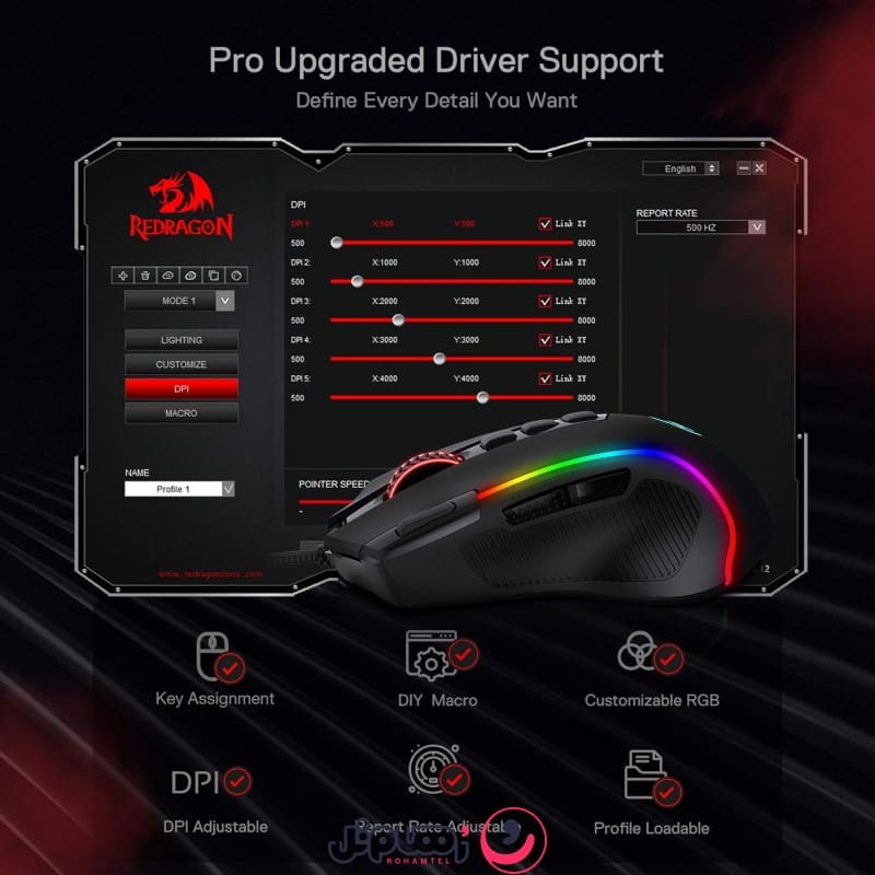 ماوس گیمینگ ردراگون مدل Redragon Predator M612 RGB