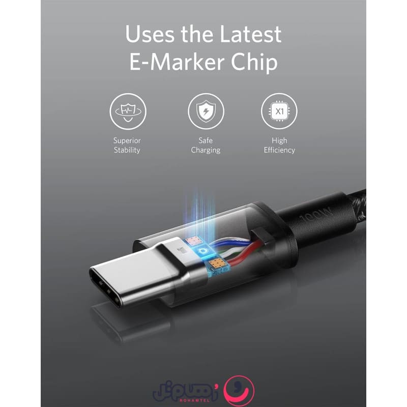کابل تبدیل USB-C به USB-C انکر مدل A8757 طول 1.8 متر