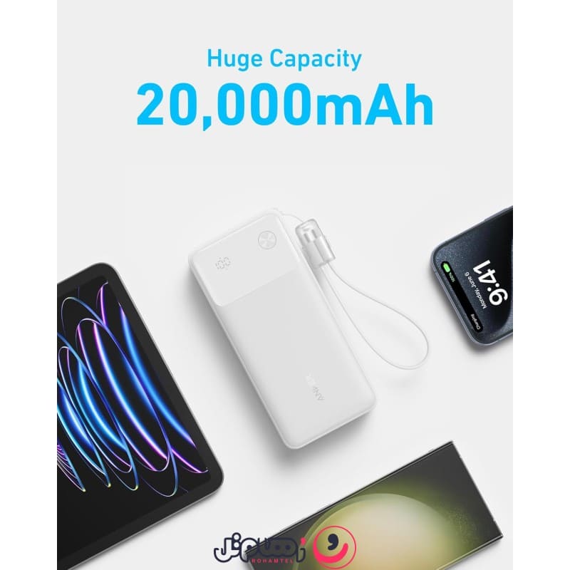پاوربانک انکر مدل A1384 ظرفیت 20000 میلی آمپر ساعت به همراه کابل USB-C
