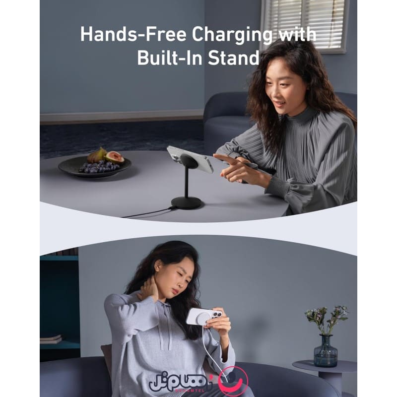 پایه نگهدارنده و شارژر بی سیم مگ سیف انکر Charging Station 15W Qi2 A25X1 توان 15 وات