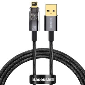 کابل شارژ سریع USB به لایتنینگ باسئوس مدل Auto Power-Off 2.4A طول 2 متر