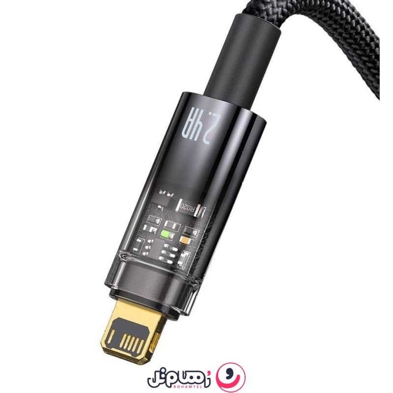 کابل شارژ سریع USB به لایتنینگ باسئوس مدل Auto Power-Off 2.4A طول 2 متر