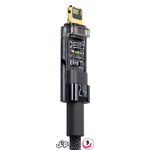 کابل شارژ سریع USB به لایتنینگ باسئوس مدل Auto Power-Off 2.4A طول 2 متر