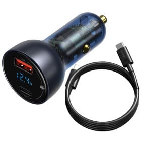 شارژر فندکی باسئوس TZCCKX-0G توان ۶۵ وات با کابل تایپ سی