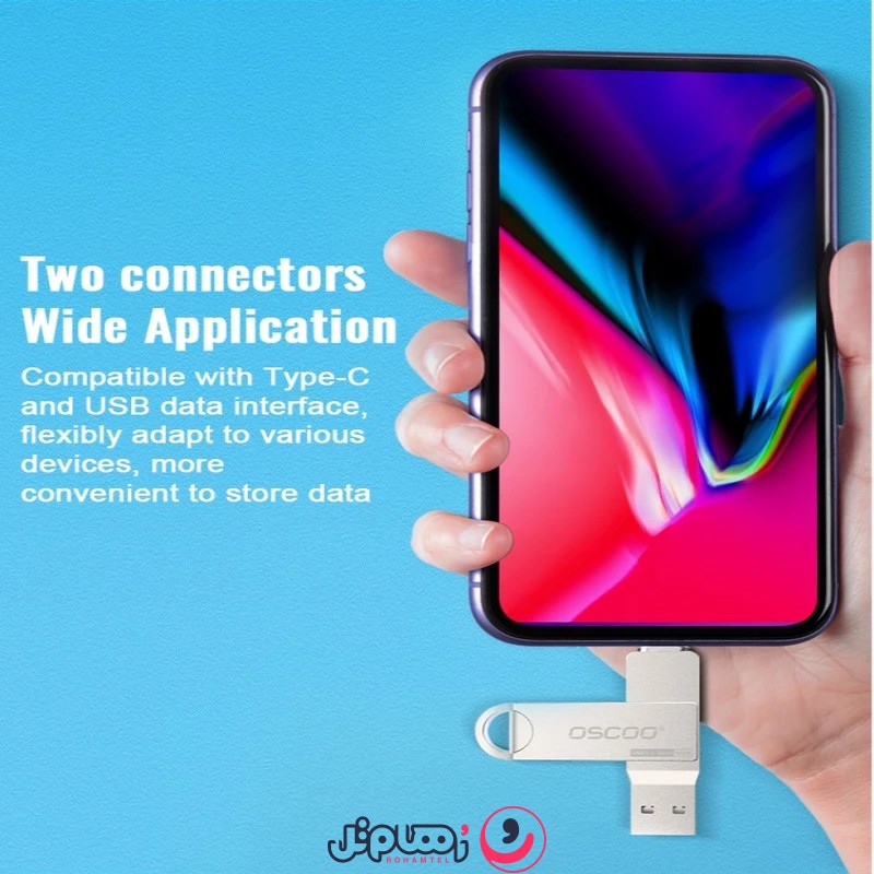 فلش مموری USB 3.1 & USB-C اسکو مدل Oscoo CU-002 ظرفیت 64 گیگابایت
