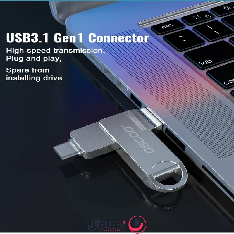فلش مموری USB 3.1 & USB-C اسکو مدل Oscoo CU-002 ظرفیت 64 گیگابایت