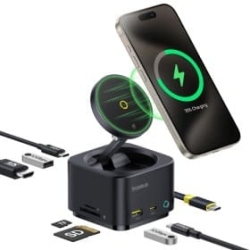 هاب USB-C باسئوس مدل MagPro Series II با ۷ پورت و شارژ بیسیم ۱۵ وات