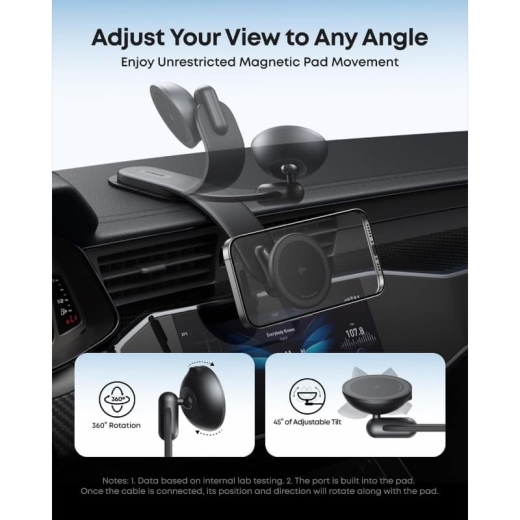 پایه نگهدارنده جداشدنی و شارژر بیسیم خودرو انکر Anker Nano Wireless Car Charger 15W Qi2-Certified Fast Charging مدل B2216